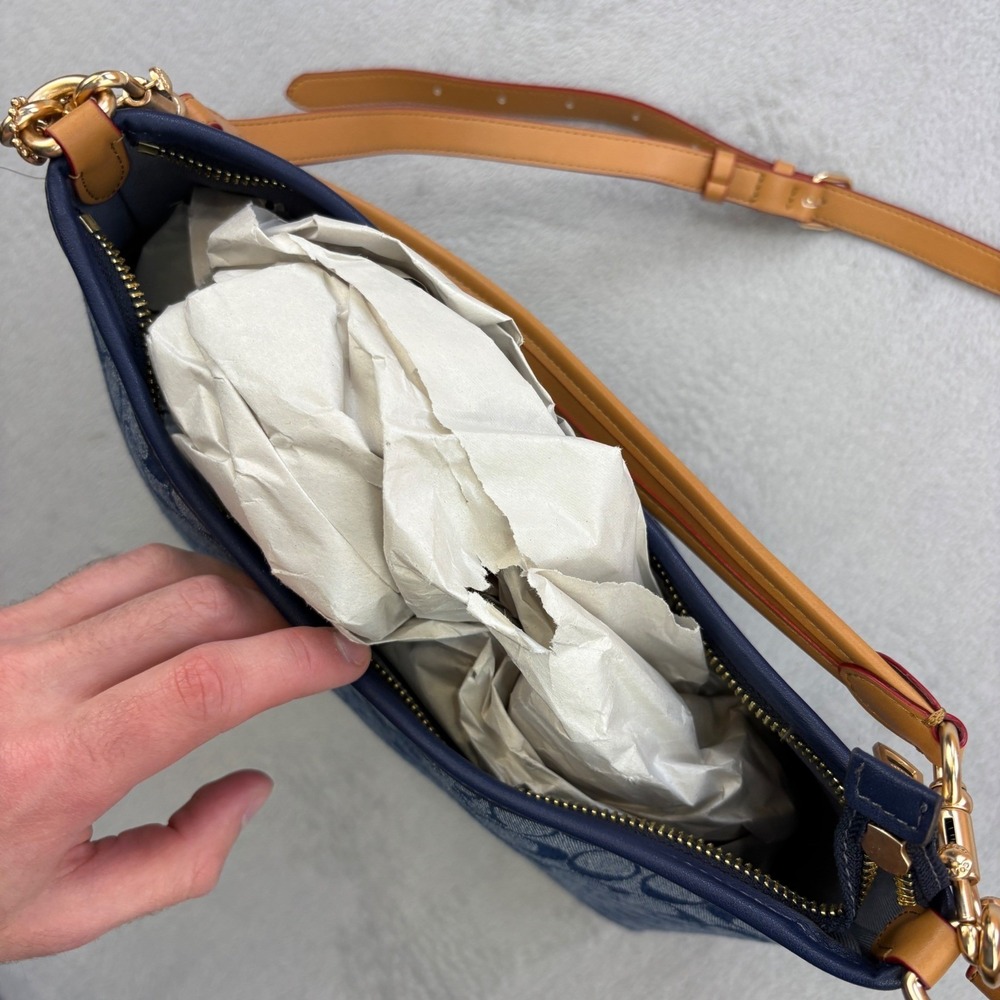 Coach Bag Blue Signature Denim Jacquard Shoulder Luxury CY702 - Picture 6 of 10